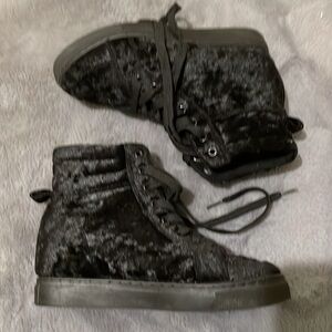 Black velvet ankle boots